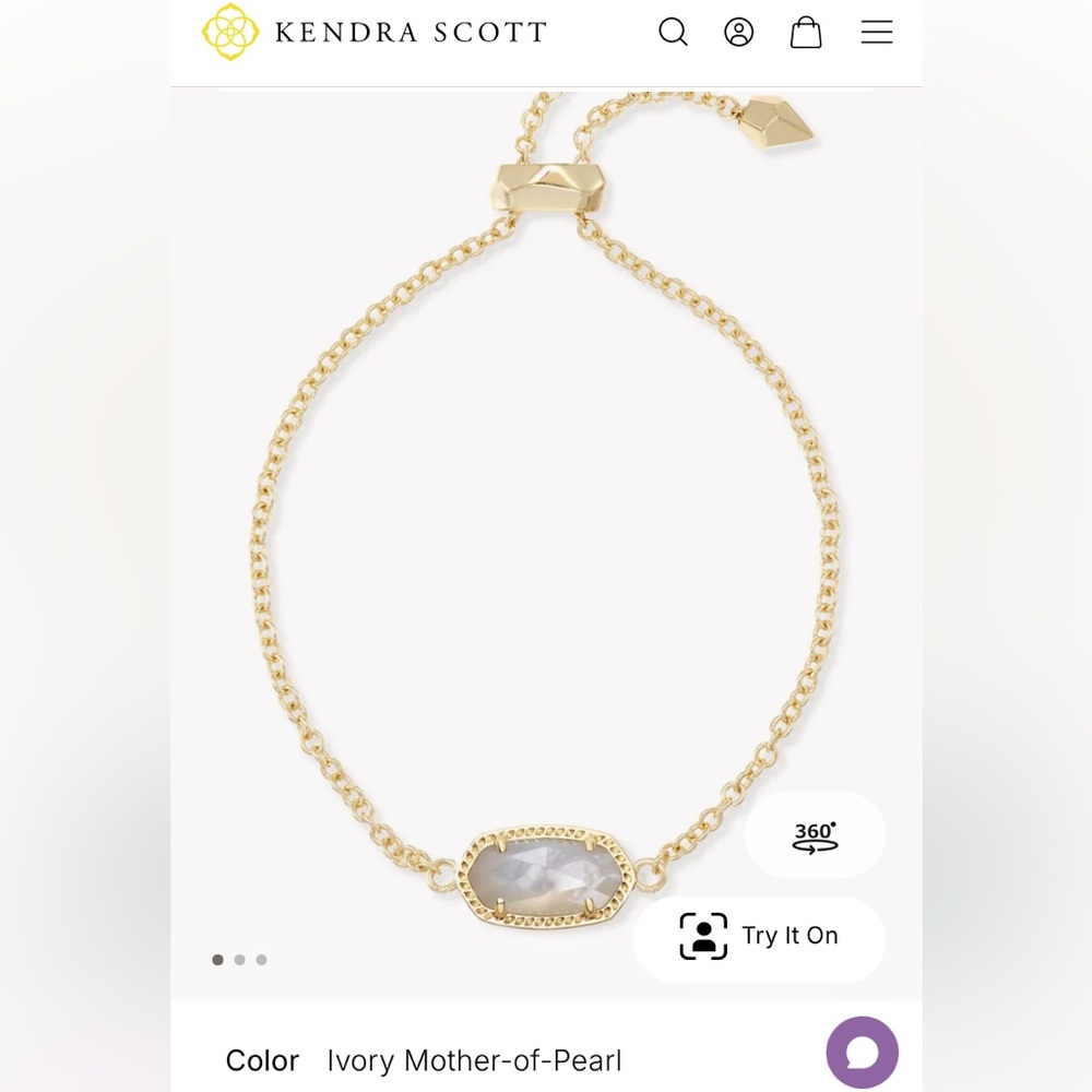 Kendra Scott Gold Adjustable Chain Bracelet in Ivory Mother-of-Pearl